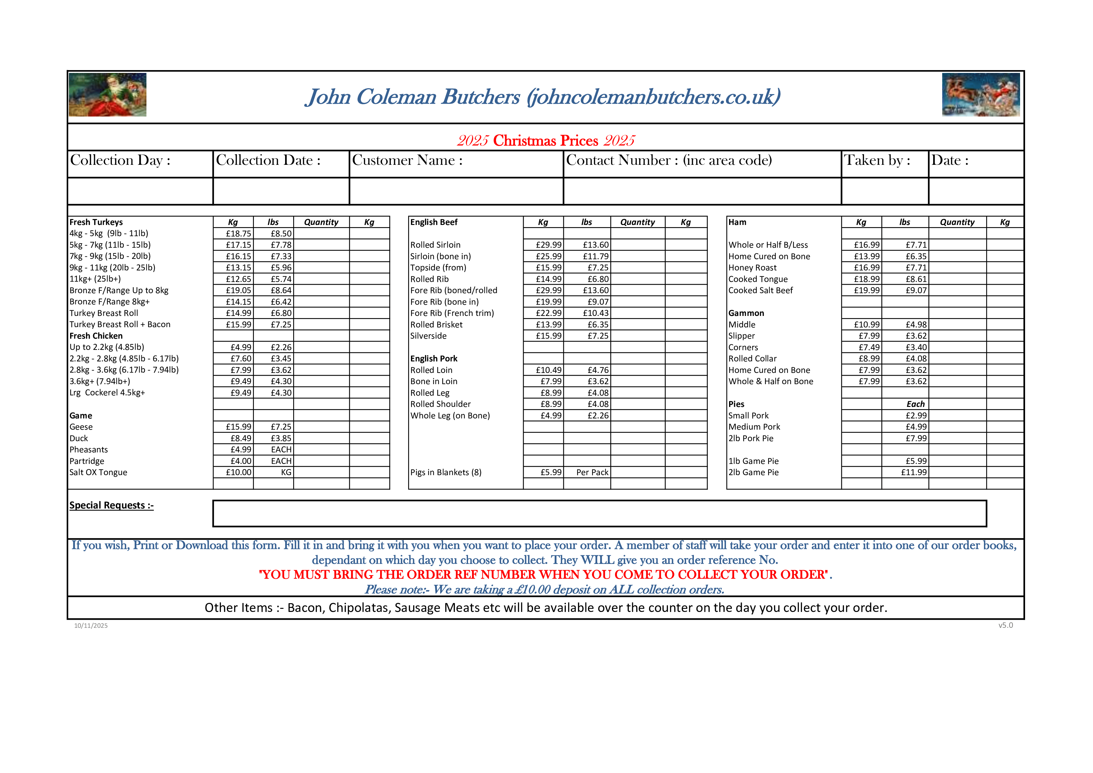 Christmas prices 2025